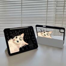 这款精致可爱的卡通猫字母双面亚克力水晶透明后盖，防震耐用，适用于iPad第7代、第8代（10.2英寸）和第10代。它内置笔槽，支持睡眠/唤醒功能和多种折叠支架模式，是绝佳的节日礼物。 - 彩色 - 查看 5