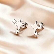 2 piezas Pendientes de estrella con tachuelas de acero inoxidable de estilo punk, regalo versátil de moda unisex - pendientes - Ver 7