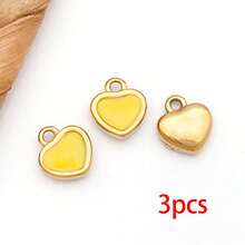 3个心形珐琅吊坠 不锈钢珐琅心形吊坠 迷你心形情人节吊坠 带环 DIY饰品制作手链 - 愛心 - 查看 16
