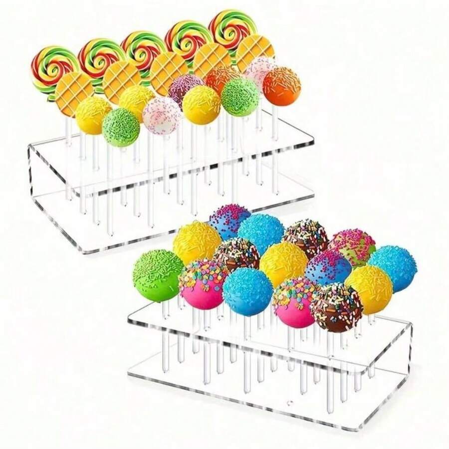 15/20 Holes Transparent Acrylic Lollipop Display Stand With Lollipop Sticks, Candy Decor For Birthday, Wedding, Party - Clear - View 1
