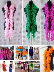 優雅仿羽毛圍巾，輕盈亮麗色彩，適用於萬聖節派對裝扮、婚禮、服飾與家居裝飾 - 彩色 - 查看 3