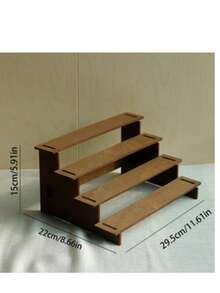 1pc Jewelry Storage Rack, 2/3/4/5 Tier Wooden Multi-Layer Display Stand, Small Decor Accessory Organizer, Elegant Storage Holder, Suitable For Bedroom Vanity, Home Jewelry Storage - Brown - View 13