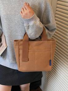 Túi tote vải canvas nhẹ, màu trơn, dung tích lớn, nhiều ngăn, kiểu dáng giản dị, phù hợp cho sinh viên đại học và sinh viên, túi đựng cơm trưa tiện dụng khi đi chơi, mua sắm, đi làm, du lịch, nghỉ mát, túi đa năng cho mẹ. - Nhiều màu - Xem 6