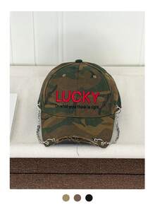 Mũ lưỡi trai kiểu Mỹ cổ điển thêu chữ, họa tiết rằn ri, vành mũ rách, mũ lưỡi trai phong cách punk đường phố unisex với dây xích thêu hình súng và xương, đinh tán, chất liệu denim đen bạc màu, vành cong. - Nhiều màu - Xem 12