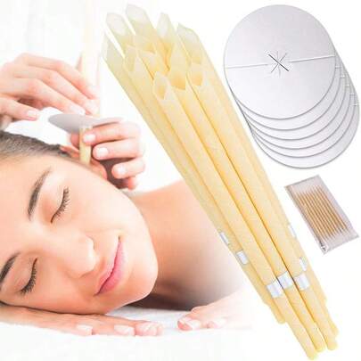 2/5/10/25pcs Ear Cleaning Sticks Set With Ear Candles, Flame Retardant Trays And Cleaning Sticks – Soft & Wax Removal Tools For Home Spa, Travel & Daily Hygiene