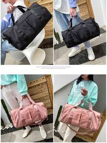 Large Capacity Waterproof Gym Bag For Women Men With Shoes Compartment Wet Pocket Travel Duffel Bag - 黑色 - 查看 6