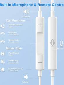 Lightning接口有线耳机，Type-C接口有线耳机，3.5mm圆形插头，USB-C耳机，带麦克风和线控的音频耳机，适用于iPad和其他苹果设备的Lightning接口有线耳机 - 查看 5