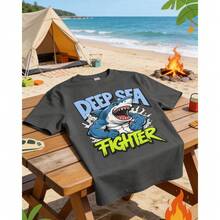 Playera Oversize 100% Algodón con Estampado de Tiburón "Deep Sea Fighter" – Estilo Fuerte y Casual - Negro - Ver 4
