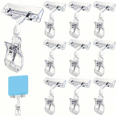 10pcs Clear Rotating Acrylic Price Tag Clip Holders, Dual-Sided Display Tags, Suitable For Office, Business, Retail Stores, Supermarkets, Exhibitions, Plastic Signs, Price Cards