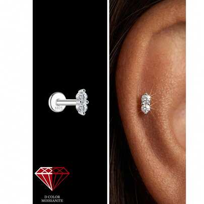 1 đôi bông tai bạc 925 đính đá Moissanite dành cho nữ, kiểu dáng cổ điển lãng mạn, phù hợp để đeo hàng ngày, dự đám cưới, lễ đính hôn, là món trang sức cao cấp.
