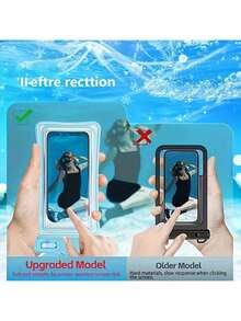 1 pieza Funda impermeable transparente y elegante para teléfono, de material plástico grueso y de alta calidad, con pantalla táctil sensible, ligera y portátil para buceo, natación, playa, cruceros, fiestas en la piscina, viajes al aire libre y esenciales de verano. Estuche impermeable perfecto para la mayoría de los teléfonos móviles, ideal como regalo de Año Nuevo o Día de San Valentín - Multicolor - Ver 6