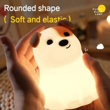 Silicone Dog-Shaped Dimmable USB Rechargeable LED Night Light, With Timer Function, 1200mAh Battery, Suitable For Bedroom Bedside Decoration - 彩色 - 查看 2