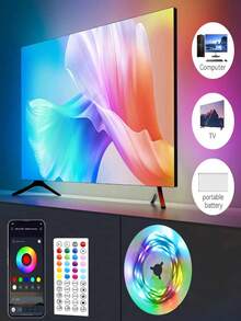 1 Set LED Light Strip, USB Powered, App Control, Music Sync Color Changing, Dimmable, Multiple Modes, Self-Adhesive, Available In Various Sizes, Suitable For TV/Computer Backlighting, Holiday, Indoor Home Decor, Bedroom Ambiance - Multicolor Light - View 8