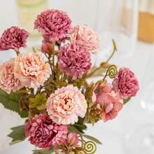 1PC Artificial Silk Flower - Carnation Bouquet, Simulated Bouquet, Suitable For Home, Dining Room, Living Room, Outdoor Garden Decoration, Used For Wedding, Family Garden And Party Decoration, Artificial Flowers, Wedding Flowers, Bridal Bouquet, Wedding Supplies, Wedding Decoration, Decorative Flowers, Spring Decoration - Light Purple - View 4