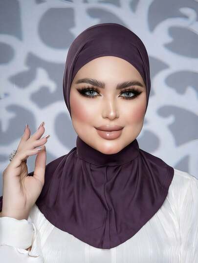 1件装时尚休闲优雅速戴头巾帽，经典简约时尚，采用柔软丝滑的莫代尔棉质面料，透气舒适，长帽檐，两用头巾帽，适合日常生活、节日、聚会、祈祷等场合。