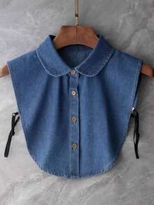 1pc Denim Minimalist Detachable Collar, Professional Multi-Functional Round Collar Fake Collar, Half-Shirt Fake Collar, Multi-Functional Decor, Suitable For All Seasons - Royal Blue - View 5