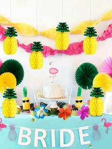 3D Pineapple Honeycomb Paper Pendant, Holiday Decor Hanging Ornament, Suitable For Summer Pool Party, Birthday, Wedding, Shop Window Display And Photo Background - Multiple Styles - View 5