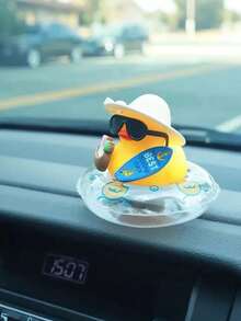 DJ Duck Dashboard Decor - Cool Plastic Duck With Headphones, Gold Chain, Speaker And Game Controller - Unisex Car Interior Accessory, Non-Slip Adjustable Base, Fits Most Vehicles - Car Decor, Dashboard Ornament, Car Accessory Display, Car Dashboard Figurine, Novelty Car Item, Yellow Duck Design, Non-Slip Car Accessory, Car Enthusiast Decoration - 多色的 - 查看 7