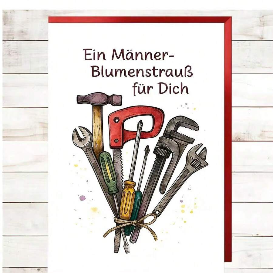 1pc Creative Tool Bouquet Greeting Card Father's Day Card – Retro Design, Ideal Father's Day Present For Handyman Dad, Unique DIY Lover Gift, Vintage Workshop Decor - One Size Fits All - View 1