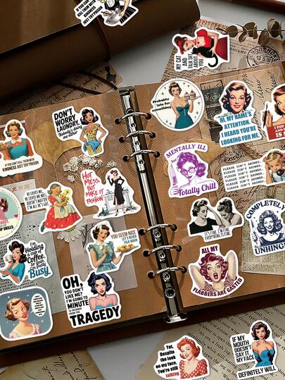 50 szt. naklejek z cytatami dla kobiet, materiał PVC, z wyjątkowymi, inspirującymi wzorami, idealne do scrapbookingu, gitar, notesów, tabletów, kopert, prezentów i dekoracji szkolnych - zabawne naklejki, artykuły papiernicze, zabawne naklejki
