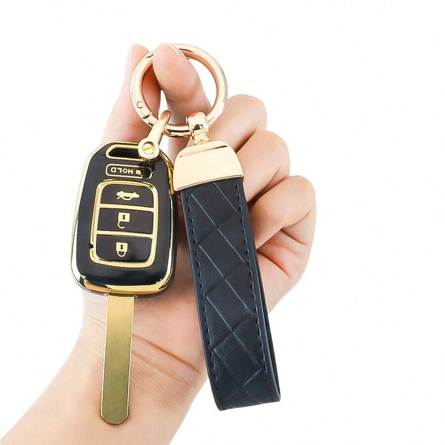 Key Fob Cover Protector With Keychain, Suitable For Accord, Civic, Fit, CR-V, Crosstour, High-End Refined Car Accessory For Both Men And Women