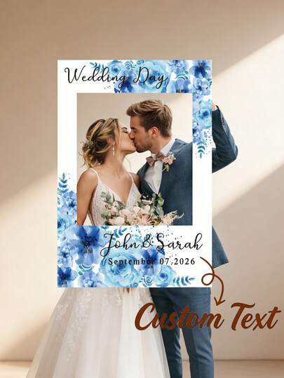 One Personalized Wedding Party Photo Booth Prop, Custom Name Holiday Photo Frame, Suitable For Anniversaries, Gift Parties, Birthday Parties And Unveiling Ceremonies - Easy-To-Assemble Indoor/Outdoor Decoration, Photo Booth Wedding Prop, Event Decoration, Celebration Prop, Custom Signage, Themed Party Supplies, Lightweight Frame, Reusable Decoration, Party Accessories