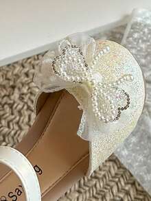 1 Pair Children's Rhinestone Decorated Closed Toe Sandals, Soft Bottom Non-Slip Princess Shoes For Girls, Suitable For Spring, Summer And Autumn, Pink Color - Beige - View 6
