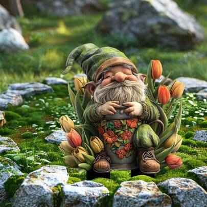 郁金香和迷人花园 2D 亚克力户外装饰，防水耐磨地插