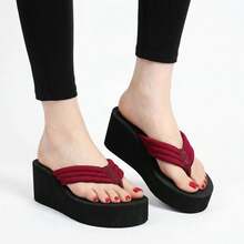 1 đôi dép lê chống trượt thường ngày dành cho nữ, kiểu dáng thời trang đa năng. - Màu Đỏ Sâu - Xem 5