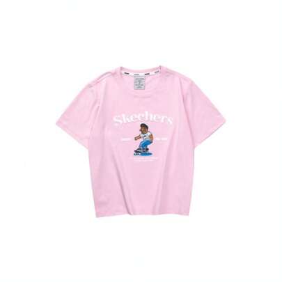 Skechers Women's Letter Print Breathable Casual Short Sleeve T-Shirt, Spring/Summer