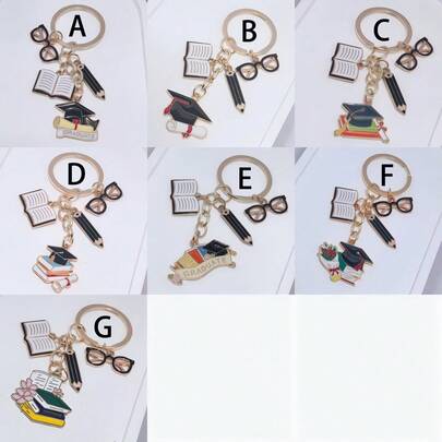 1个毕业帽钥匙扣，合金材质书本造型钥匙扣，适合返校季、背包挂饰