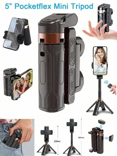 YAIUZGOO Mini 3-In-1 Phone Tripod, Extendable Handle, Detachable Remote, Pocket-Sized, Essential For Travel Photography, Aluminum Alloy, 360° Flexible Rotation, Selfie Stick Tripod, One-Button Operation