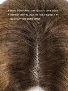 10 Inch Women's Real Human Hair Topper Hairpiece Without Bangs, T4/27 Brown Color Hair Topper, Lace Base Upgrade - S4/4/27 - View 4