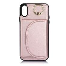 AWQUER PU Faux Leather Wallet Case Suitable For IPhone 17 Air 17E 16E 16 15 14 13 12 11 Pro X XS Max XR 8 7 Plus SE 5G 2022 2020 SE3 SE2 Kickstand Card Slots Mobile Phone Bag Cover With Finger Ring Holder - Rose Gold - View 11