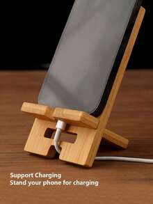 1 Set Customized Surname Initial Wooden Phone Stand, Solid Wood Base Multi-Function Phone/Tablet Desktop Holder With English Letter Logo - Multicolor - View 3