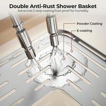 4 Tier Floor Standing Corner Shower Caddy Organizer With Toothbrush Holder, Large Spacing Floor Shower Shelf Rack Storage Stands With Hooks For Bathroom Kitchen, Black - Sliver - 查看 4