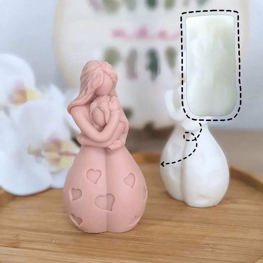 1pc DIY Candle Mold, Mother's Day Hug Mother & Daughter Scented Candle Silicone Mold, Mother's Day Home Decor, Suitable For Holiday Gifts, Handmade Crafts, Reusable Desktop Decoration - Silicone Mold - View 1