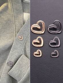 10 piezas/paquete Botones metálicos con corazón hueco delicados, accesorios DIY para abrigos, vestidos festivos, decoración de costura - multicolor - Ver 10