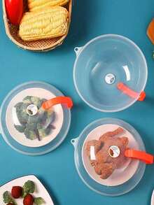 1pc Transparent Glass Microwave Splash Guard, Made Of Plastic, Essential Household Kitchen Item, Suitable For Placing Food, Pots, Bowls And Plates - Multicolor - View 9