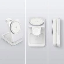 3-In-1 Foldable Magnetic Wireless Charger, Compatible With IPhone 17/16/15/14/13 Pro Max, S9/Ultra, 3/Pro, Simultaneous Fast Charging, Desktop Stand - White - View 3