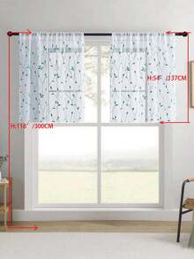 1pc Embroidered Sheer Curtain Panel, Floral Pattern, Rod Pocket Design, UV Protection, Breathable, Transparent, Polyester Material, No Lining, Suitable For Living Room, Bedroom, Dining Room - Blue - View 27