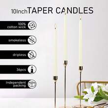 36-Pack 10-Inch Ivory Long Stem Candles | Premium Dripless Candles | Top Choice For Wedding, Dinner, Home Decor - 36 - View 5