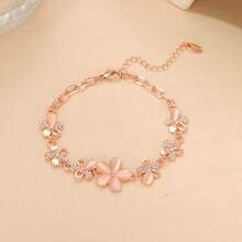 1条时尚花瓣造型手链，适合女性日常佩戴 - 玫瑰金 - 查看 7