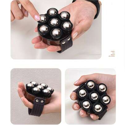 便携式手持按摩工具，适用于木质滚轮按摩梳，木纹质感，木质按摩器，适用于颈部、背部、腿部，缓解压力，小巧便携，适合旅行和日常使用（男女通用）