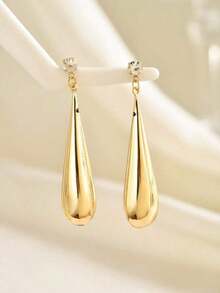 1 Pair Fashion Unique Minimalist Teardrop Stud Earrings, Suitable Women's Daily Wear - Bạc - Xem 4