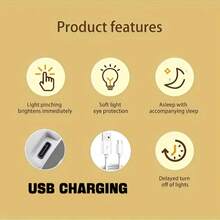 1pc Rechargeable Silicone Nursing Night Light With Adjustable Brightness And Touch Control, Suitable For Various Rooms - Animal Theme, Plastic Material, Tabletop Placement, Includes USB Charging Cable - Multi-color light - View 7