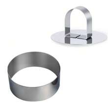 3-Inch Stainless Steel Round, Square, Triangle, Flower, Heart Shaped Cake Cutter Set (Includes 1 Pusher And 1 Mold Ring); Round Pastry Cutter, Pastry Round Ring, Mousse Mold With Pusher Ring Mold, Perforated Mousse Ring, Stainless Steel Cookie Cutter - Silver - View 7