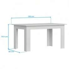 Miroytengo Mesa de jantar fixa 138x80 cm, mesa de sala de estar Nur em melamina branca fosca, móveis modernos para casa, sala de jantar, kit de montagem incluído, ideal para decoração de sala de estar, largura 138 cm, altura 74,6 cm, profundidade 80 cm.. - Branco - Ver 4