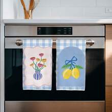 Bộ 2 khăn lau bếp họa tiết hoa lá và chanh kẻ caro xanh lá cây, kích thước 40*60cm, mềm mại, thấm hút tốt, phong cách trang trí nhà nông thôn, quà tặng tân gia, phù hợp cho nhà bếp và phòng tắm, tuyệt vời cho các bà nội trợ và những buổi họp mặt gia đình, giá trị cao. - Mầm xanh - Xem 2