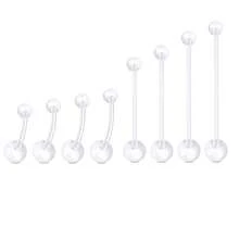 8个14G孕妇肚脐环，女士肚脐穿刺环，透明肚脐环，长度10毫米-38毫米 - 無色 - 查看 4